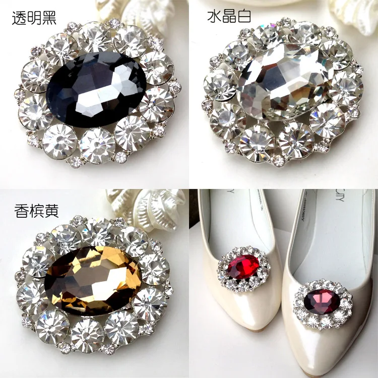 

(1 pair/lot)HiFashion crystal rhinestone shoes flower color gemstone women's shoes jewelry accessories removable buckle