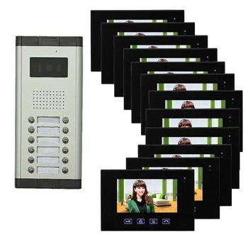 

XinSiLu New Item 7"color video door phone with touch key screen for 12-apartments , HD Waterproof camera,night vision 1 to 12