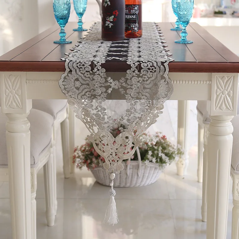 Стол в европейском стиле бегун с кисточками 7 размеров ужин/чайный стол бегун роскошный 1 шт. белый черный стол раннерс camino de mesa - Цвет: Черный