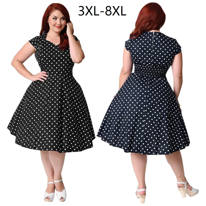 

Autum Women Retro Dresses 2017 Vintage 1950s 60s Rockabilly Tunic Polka Dot Printed Ball Grown Party Robe Vestidos Plus Size