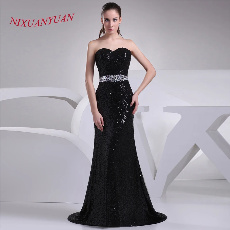 NIXUANYUAN 2020 на заказ черное платье с блестками в пол милое подружки невесты