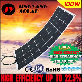 

100w mono semi flexible solar panel, 12V 100watt sunpower flexible solar cell panel for boat RV