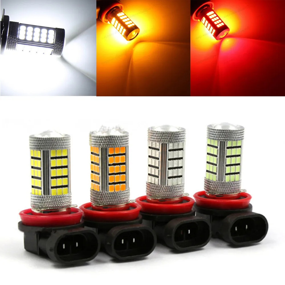 

H11 2835 63 SMD 66 H8 LED Car Auto Projector Fog Driving Light Bulb White Amber Car Light Source