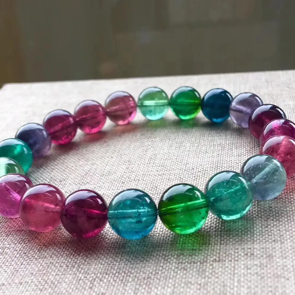 

Top Quality Natural Colorful Tourmaline Quartz Round Beads 10.4mm Brazil Women Men Crystal Tourmaline AAAAAA Certificate