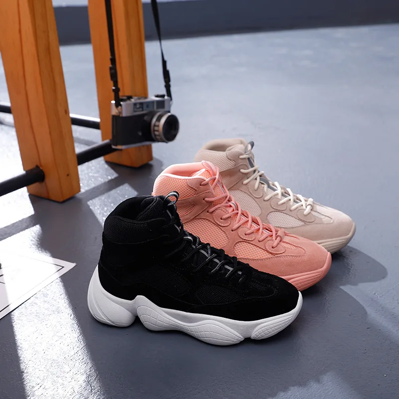 

2018 autumn new wild tide women's shoes Gaobang leather casual explosions single shoes.