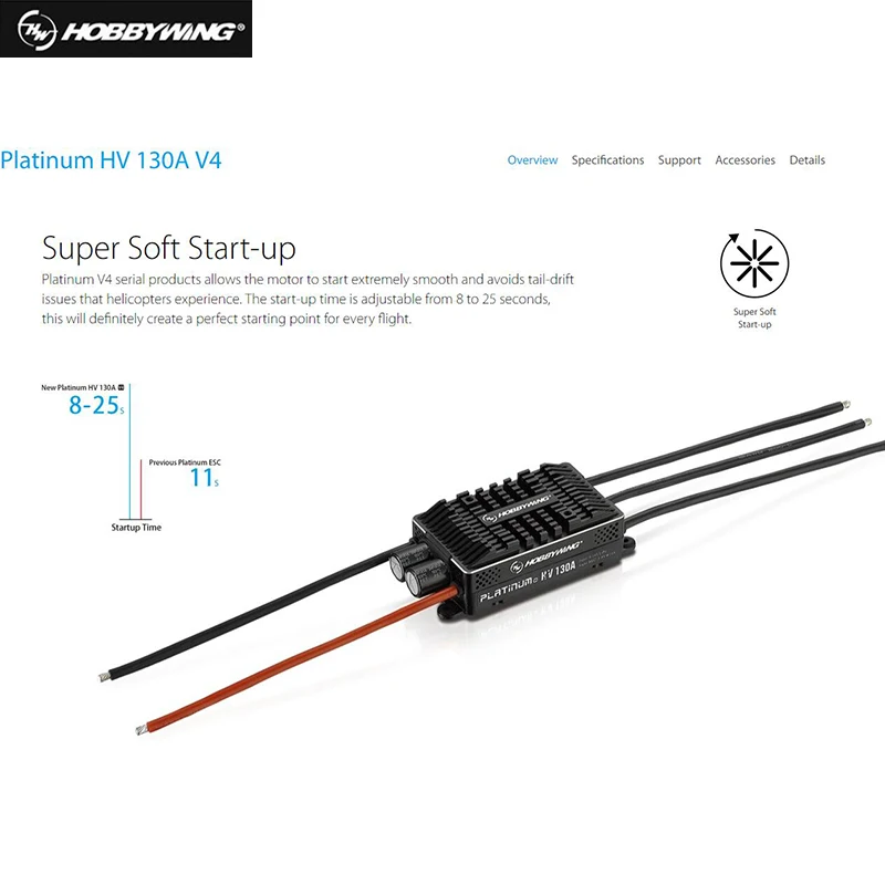 Hobbywing Platinum 130A HV Pro V4 BEC 5-14S Lipo пустая форма бесщеточный ESC для 550-600 класса Heli 90-140 самолет с фиксированным крылом EDF
