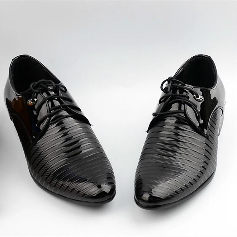 AlexBu/Осенняя мужская обувь кожаные деловые Свадебные модельные туфли Роскошные итальянские брендовые кожаные туфли для мужчин; размеры 38-48 - Цвет: black