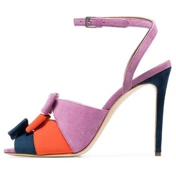 

Hot Selling Pink Blue Mixed Colors Women Sandals 2018 Peep Toe Butterfly-knot Ankle Wrap Thin Heels Gladiator Sandals Shoes