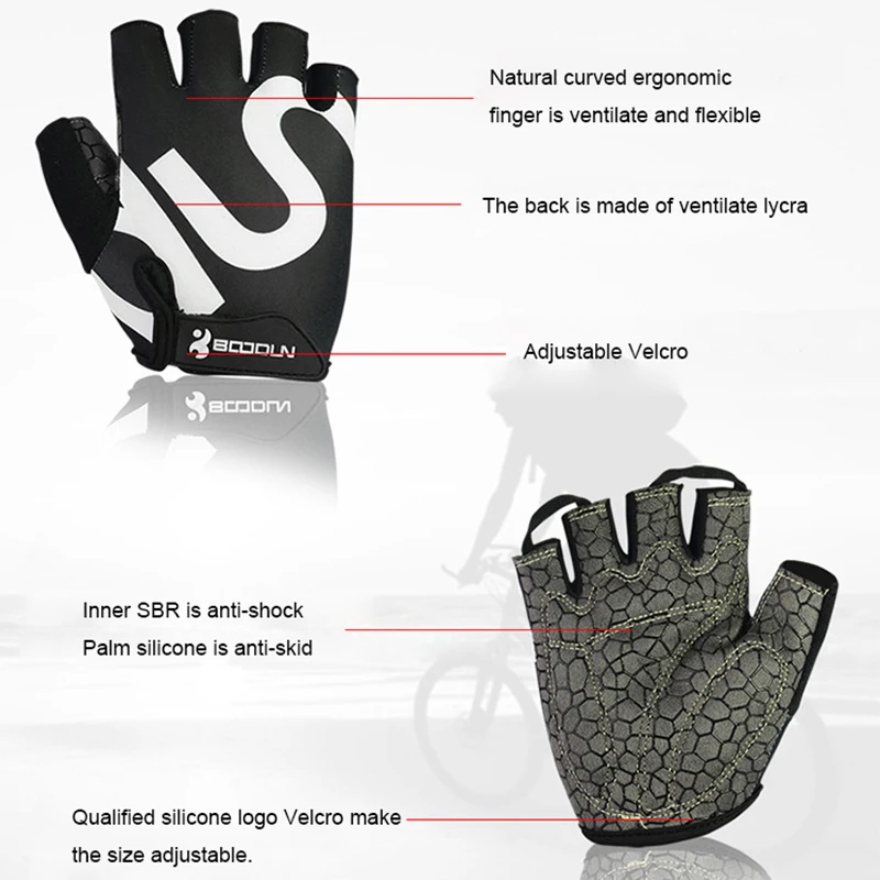 Мужские велосипедные перчатки Boodun из лайкры, женские противоскользящие велосипедные перчатки с открытыми пальцами, перчатки для горного спорта, варежки Eldiven M, L, XL