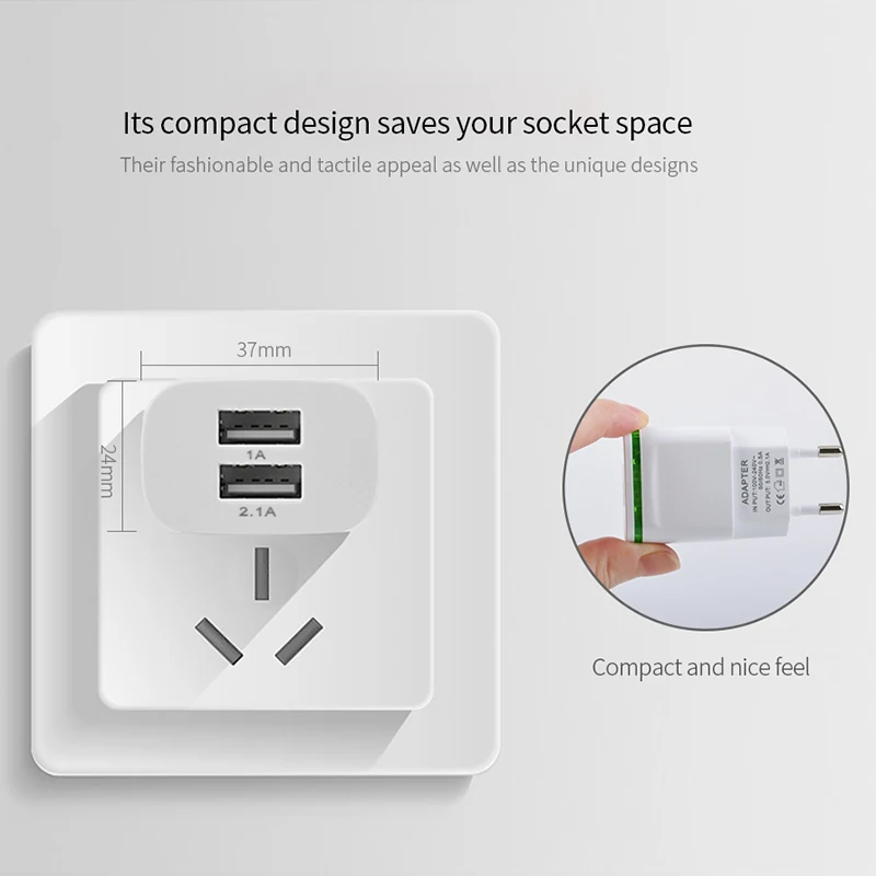 Rovtop 2 порта USB зарядное устройство ЕС и США штекер светодиодный светильник 5 в 2A