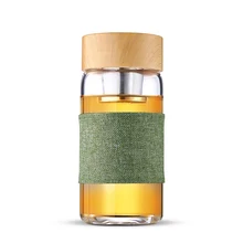 400 мл зеленая бутылка для воды в европейском стиле чайная чашка, сок кружка стеклянная кофейная кружка бутылка для воды чашки Чай Infuser Лен рукав здоровье