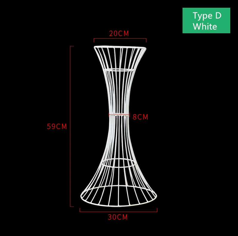 Железная Цветочная подставка, ваза, свадебные реквизиты, кованый искусственный цветочный стол, Центральные элементы, дорога, цветочный шар, ваза, золото, белый цвет, 4 шт - Цвет: D white