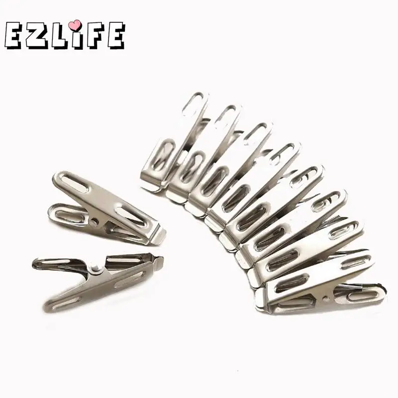 20PCS/Bag Stainless Steel Laundry Hanging Dry Clothes Clips Pins Clamps Clothes Pegs Hanging