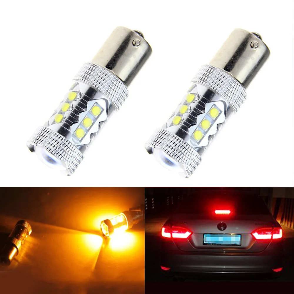2pcs 1156 16SMD 80W Red LED Car Signal Light 12V/24V Reversing Light