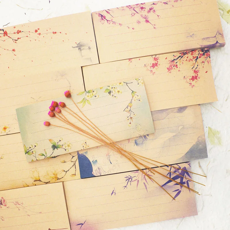 

Creative Chinese Vintage Landscape Kraft Paper Memo Pad Sticky Notes Writing Pads For Kids Gift Kawaii Stationery