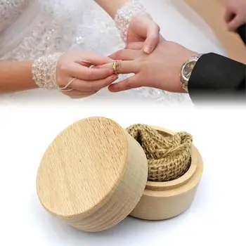 

Round Wooden Engagement Ring Box Jewelry Display Storage Case for Wedding Ring Beech Ring Box 20 Cm*9 cm