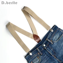 Новые мужские подтяжки унисекс Регулируемый металлический зажим Твердые Beiges BD601