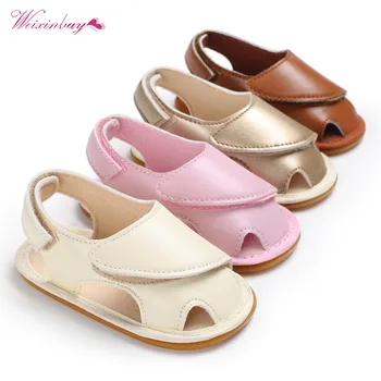 

2018 Summer Baby shoes Rubber Sole Hook Infant Crib Shoes PU Leather Baby Moccasins Prewalkers 0-18M