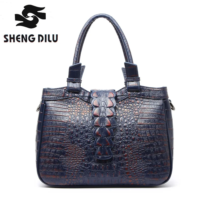 Europe fashion handbag shengdilu brand new 2017 women 100 genuine leather tote Alligator shoulder Messenger bag