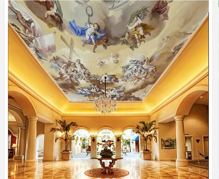 

Custom photo wallpapers 3d murals wallpaper Angel playing map zenith ceiling mural wall decoration style wall papers