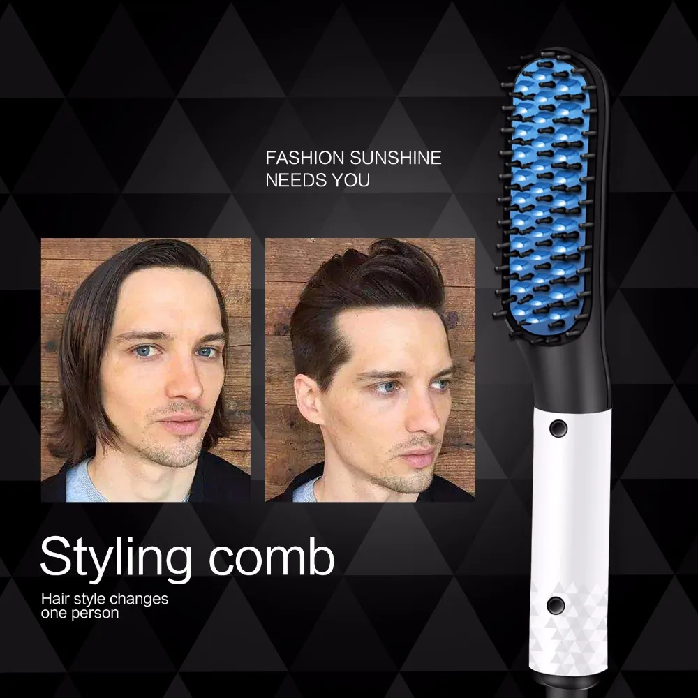 cabelo barba alisador escova portátil masculino cabelo