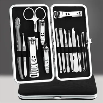 

15Pcs Stainless Steel Nail Clippers Scissors Suit Set Kits Manicure Cosmetics Profissional Nail Clippers