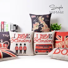 Zipper Thickened Valentine Day Style Textiles London, England Sofa Covers 45Cmx45Cm Square Sofa With Bed Printed Pillow Case