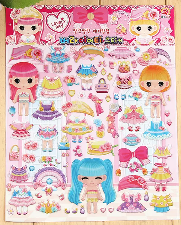 Children's stickers, bubble stickers, cartoon animals, digital alphabet fish, cake change, smiling face paste 5