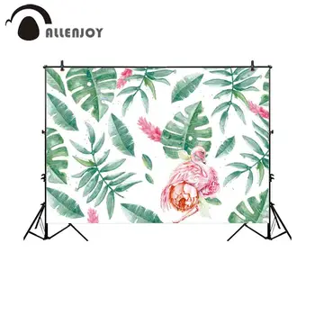 

Allenjoy photography backdrop tropical leaves flamingo flower watercolor background photocall photobooth portrait custom