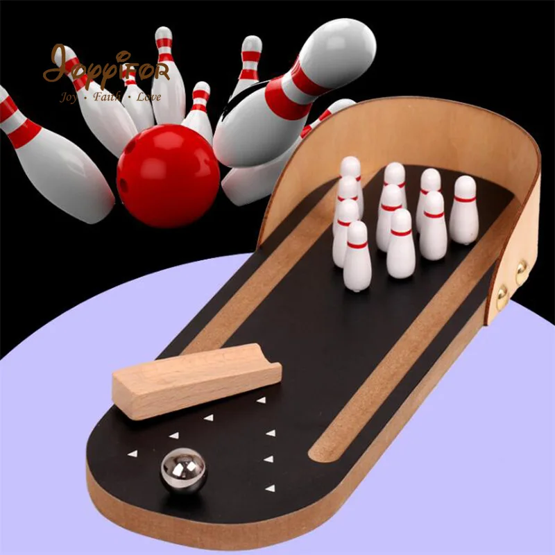 

FGHGH Creative Games Mini Wooden Miniature Bowling Ball Set for Kids Adults Party Fun Decompression Game to Friends Best Gifts
