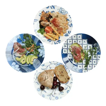 

8 inch brand dinner plates high quality tableware blue floral printed desserts ceramic dishes bone china breakfast dish round