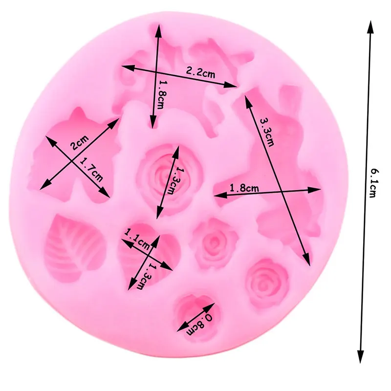 Единорог силиконовые формы Роза цветок помадка для кекса форма вечерние инструменты для украшения торта Полимерная глина конфеты