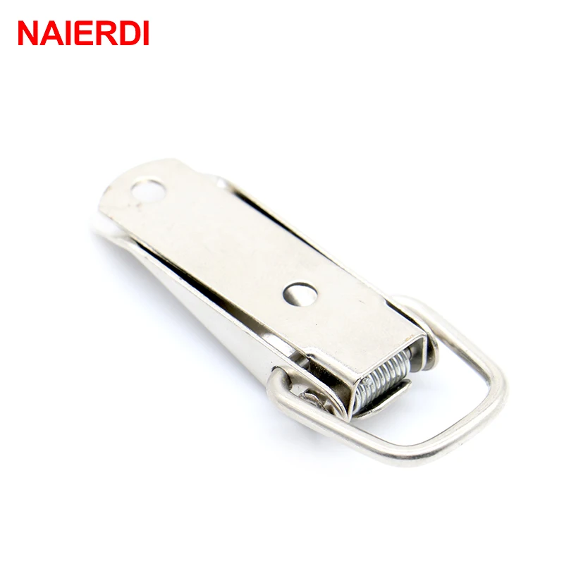 NAIERDI-J105 Cabinet Box Locks Spring Loaded Latch Catch Toggle 27*63 Iron Hasps For Sliding Door Window Furniture Hardware