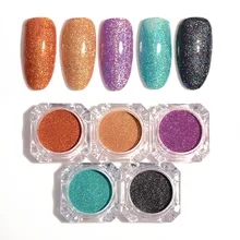1.5g 1 Box Holographic Glitter Laser Powder Ultra-thin Shining Nail Glitter Manicure DIY Nail Art Chrome Pigment 5 Colors