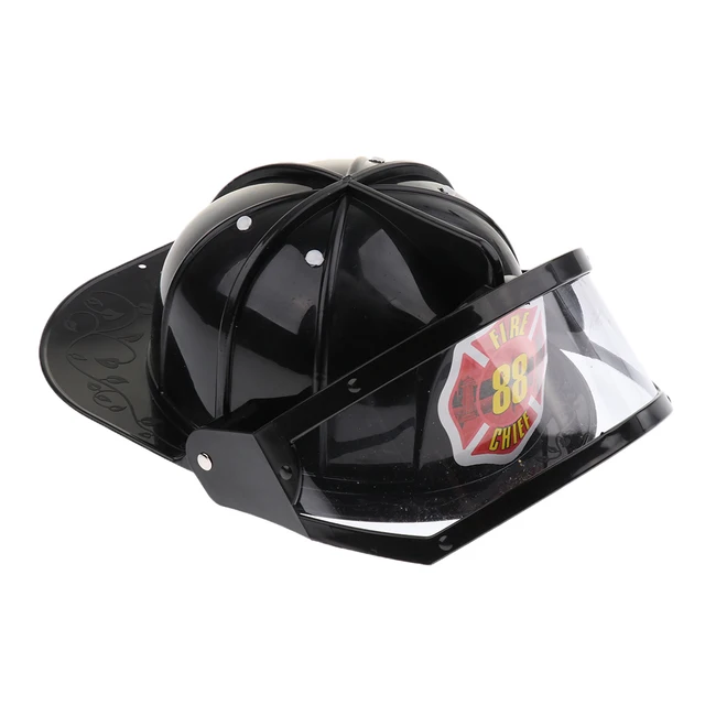 Children Fireman Helmet Firefighter Hat Fancy Dress Accessories Kids Halloween Party Role Play Toy –Black 1