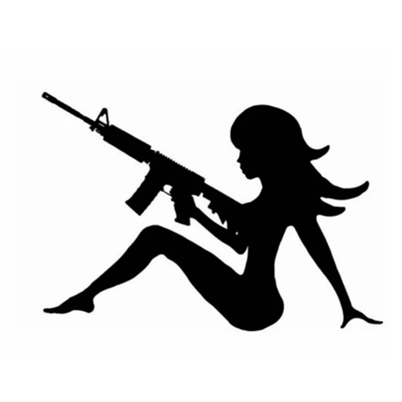 Pegatina Girl Gun Decal Rifle M16 Pistol Sticker Car Window Vinyl Decal 