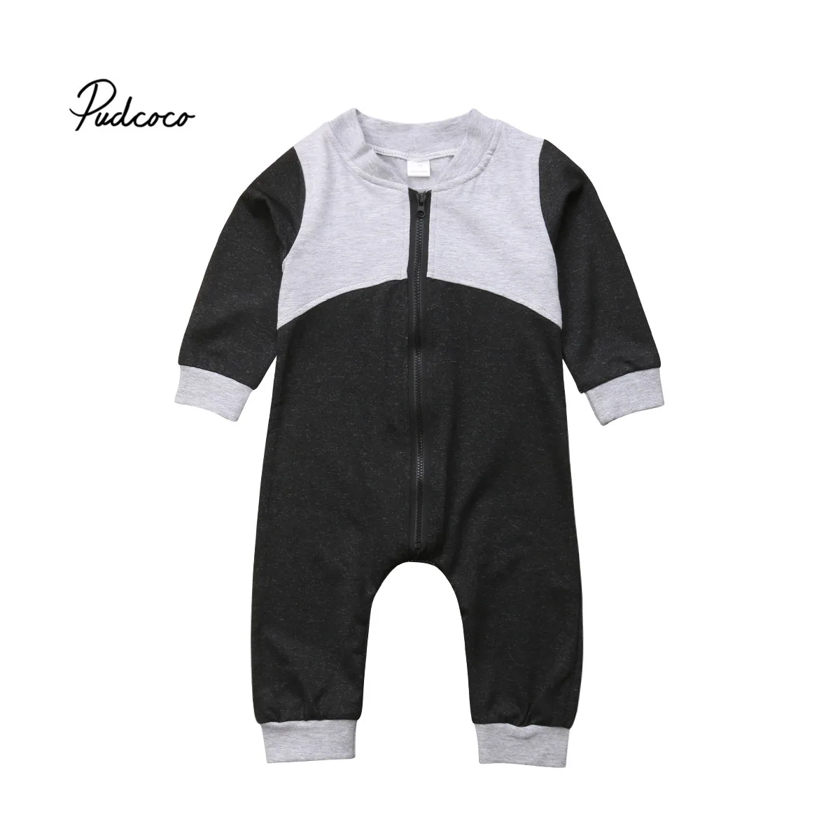Pudcoco Casual Newborn Baby Infant Boy Cotton Patchwork Romper Jumpsuit Outfits Long Sleeve Clothes 0-24M | Мать и ребенок