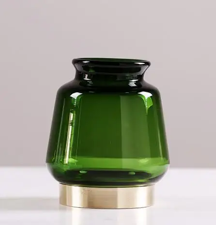 Высококачественный стекло Сушеные цветок Цветочная композиция украшения утолщенной Пномпень зеленый медное кольцо прозрачный Ремесла стеклянная ваза - Цвет: A