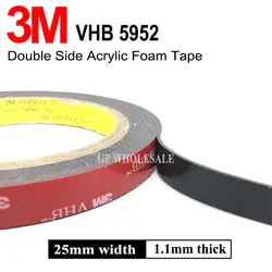 3 М VHB 5952 черный тяжелых Монтажная лента двусторонняя клейкая Акриловые пены лента 25 мм x 3 м x 1,1 мм