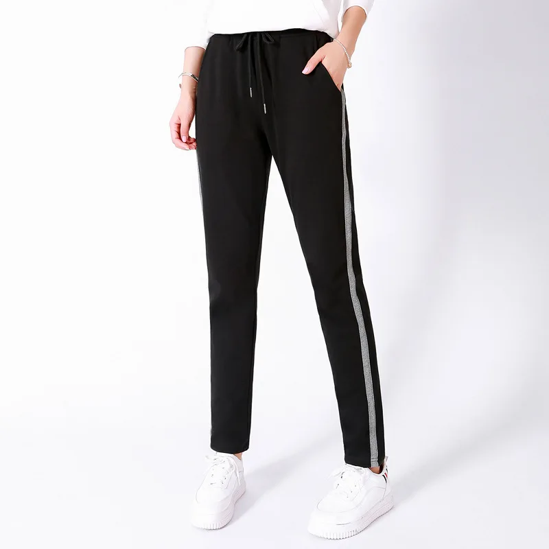 

Women Autumn Harem Pants Female Side Stripe Loose Stretch Running Sports Trousers Sweatpants Big Size