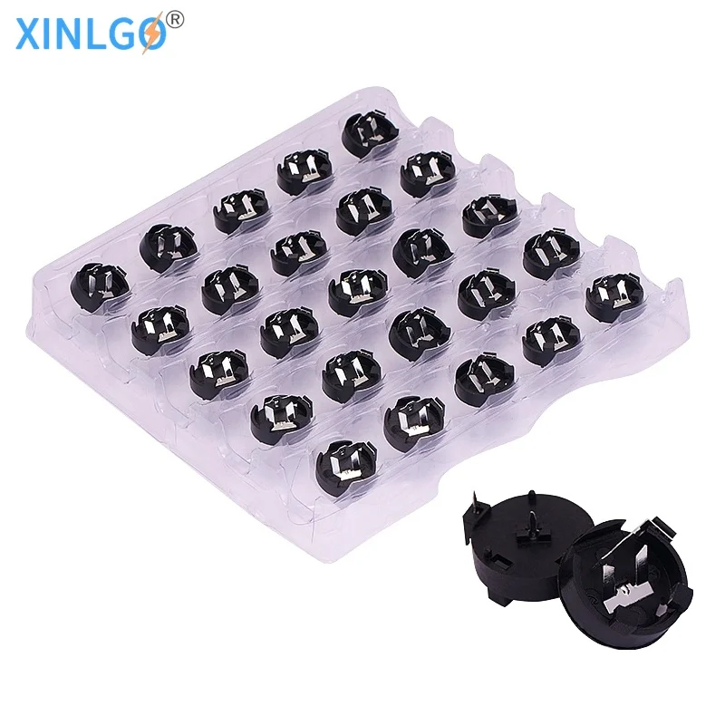 

25PCS Black Housing CR1220 CR1225 Button Cell Battery Socket Holder BS-1220-1 DIP PIN CH23-1220Lf