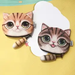 Кошелек сменный карман Дамский кошелек для изменения качества милый животное мультфильм 3D кошка/собака сумка для лица кошелек для монет