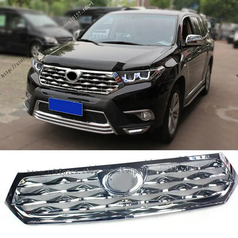 For Toyota Highlander 2012 2013 2014 ABS Chrome Front Silvery Grille