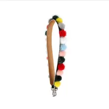 New 2019 Split Leather hair ball Mink fur handbag belt trendy design bags strap bag parts bag accessory easy matching Strap You fishtail design bag accessory
