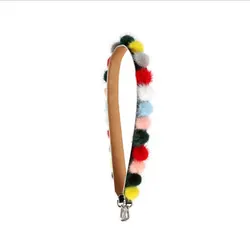 New 2019 Split Leather hair ball Mink fur handbag belt trendy design bags strap bag parts bag accessory easy matching Strap You New 2019 Split Leather hair ball Mink fur handbag belt trendy design bags strap bag parts bag accessory easy matching Strap You