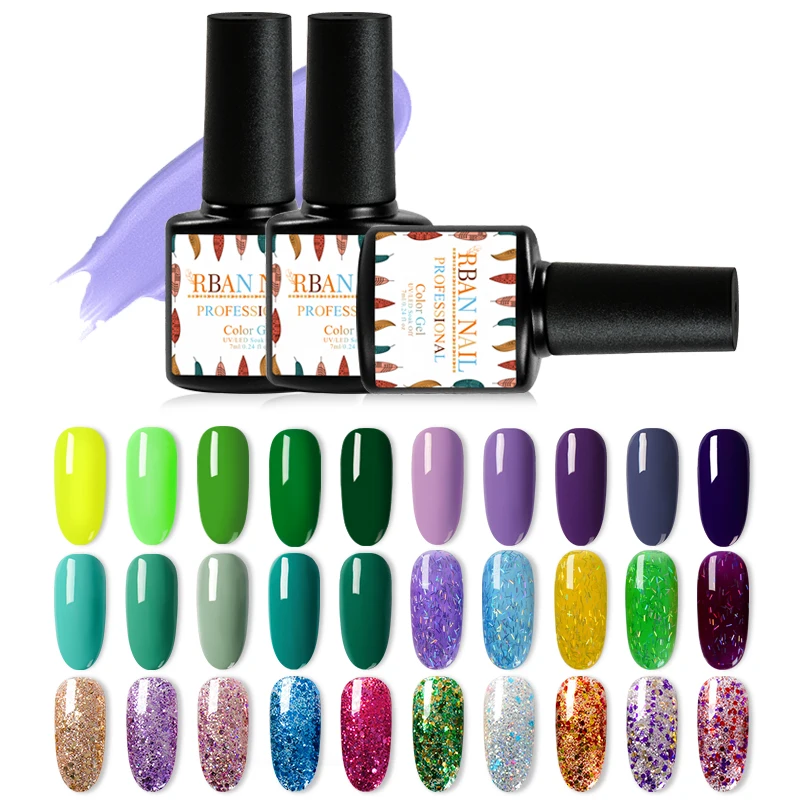 

RBAN NAIL 7ML UV Gel Nail Polish Varnish Set For Manicure Gellak Semi Permanent Hybrid Nails Art Off Gel Nail Polish