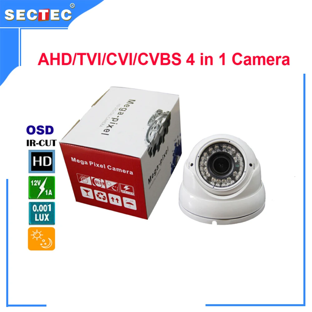 720P AHD/TVI/CVI/ 800TVL CVBS 4 in 1 Camera with IR CUT, OSD 3.0 Mega pixel 2.8-12mm varifocal lens Metal IR Dome Camera 720P AHD/TVI/CVI/ 800TVL CVBS 4 in 1 Camera with IR CUT, OSD 3.0 Mega pixel 2.8-12mm varifocal lens Metal IR Dome Camera