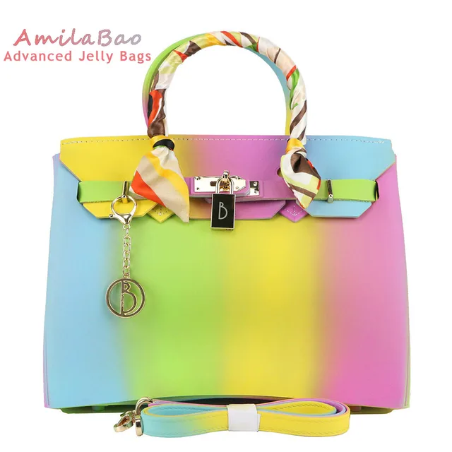 Pvc Silicone Jelly Handbags Luxury Women Bags Designer Pvc Silicone Jelly Handbags Luxury Women Bags Designer Rainbow Handbag Valentine S Day Bag Famous With