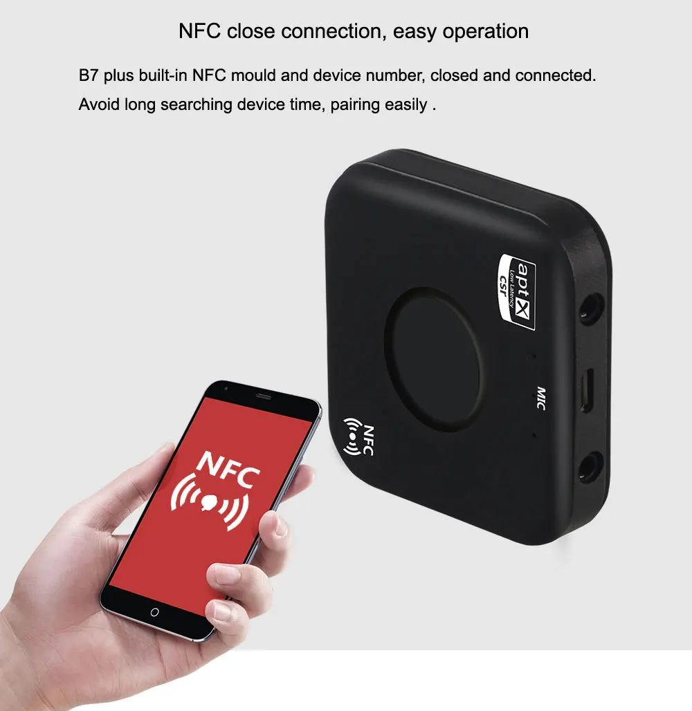 

NFC APT-X Bluetooth 4.2 Audio Receiver for Sound System Receptor Bluetooth Receiver bluetooth speaker for Car Aux Cable SPB7