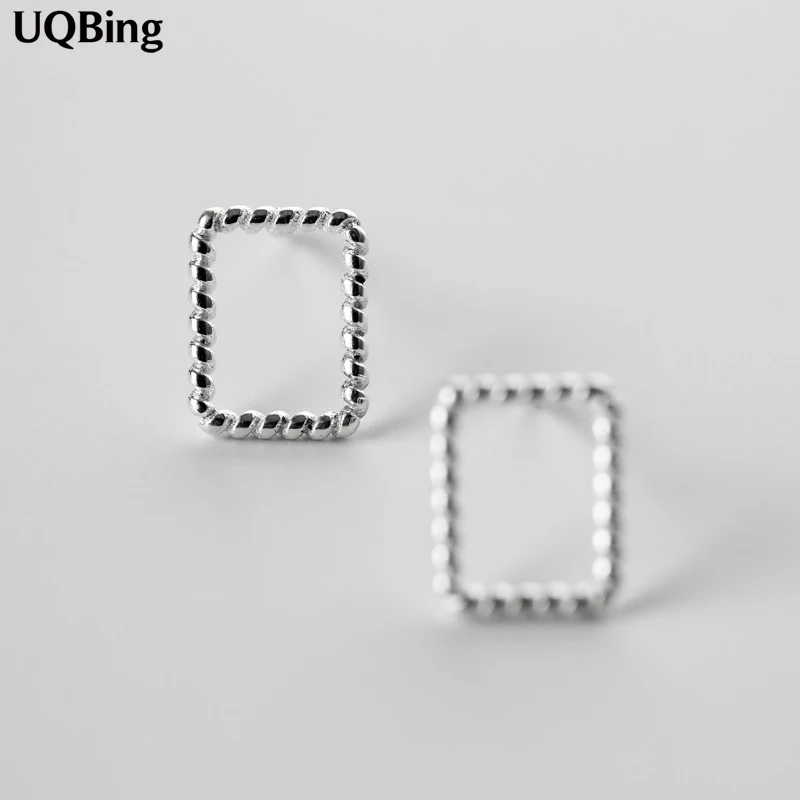 

2019 New Design 925 Sterling Silver Square Stud Earrings For Women Drop Shipping Brincos
